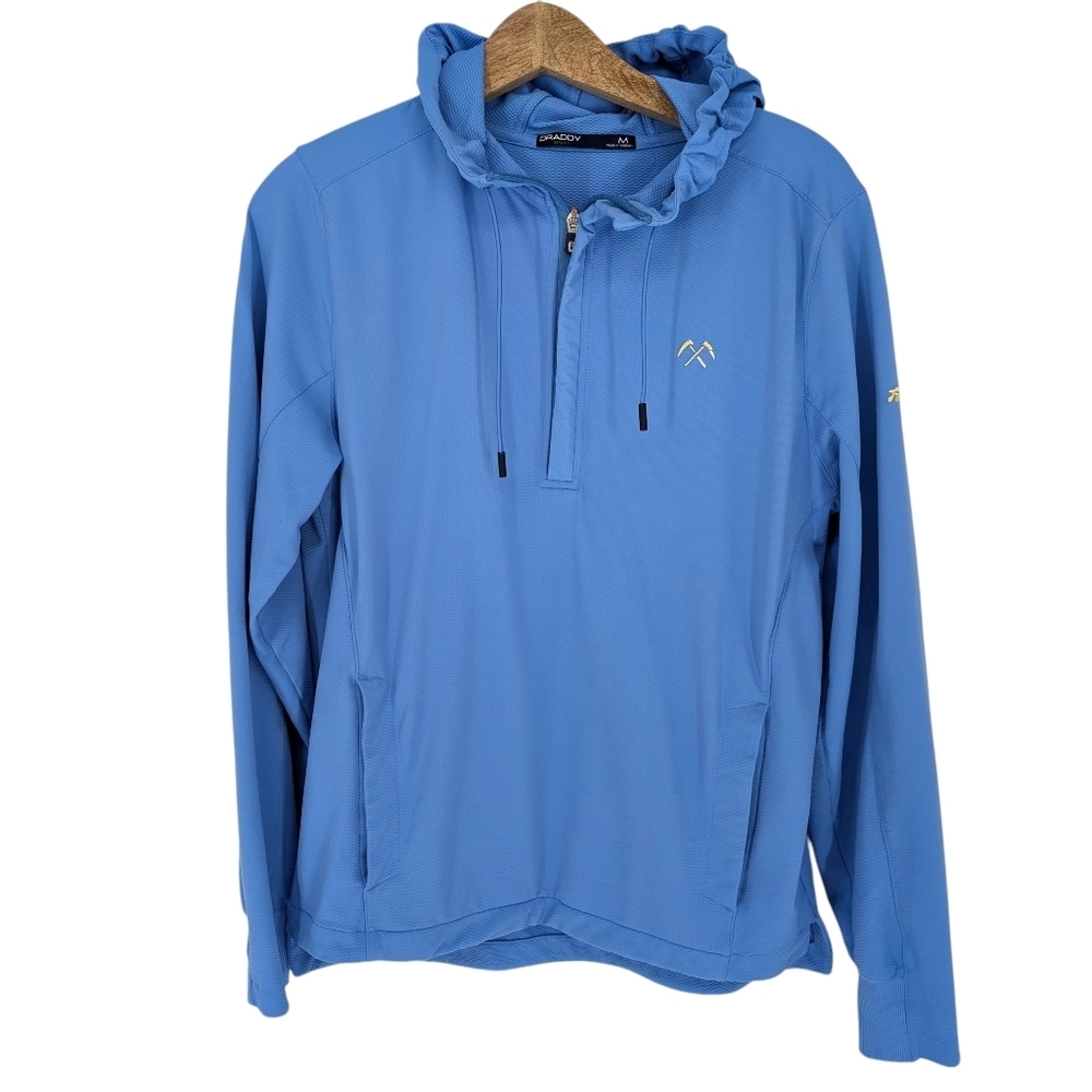 B. Draddy Sport Mens 1/4 Zip Cool Hoodie Pullover Fried Egg Golf Mac Blue Medium